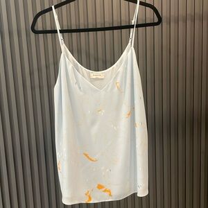 Babaton Light Blue Silk Camisole with Orange Accent